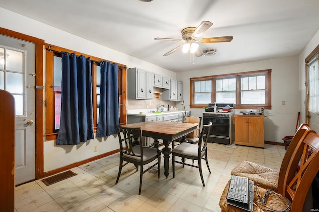 1614 E 24th St, Muncie, IN 47302 - dining room featuring healthy amount of natural light, a ceiling fan, and light floors