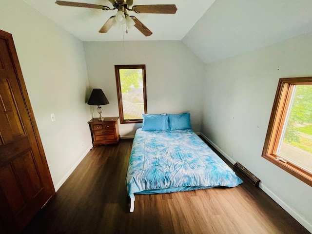 125 Shalley Dr, Plymouth, IN 46563 - bedroom with wood finished floors, lofted ceiling, and ceiling fan