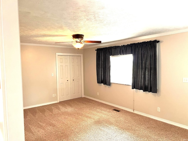 758 W 400 S Rd, Wabash, IN 46992 - unfurnished bedroom with carpet floors, a closet, ceiling fan, and ornamental molding