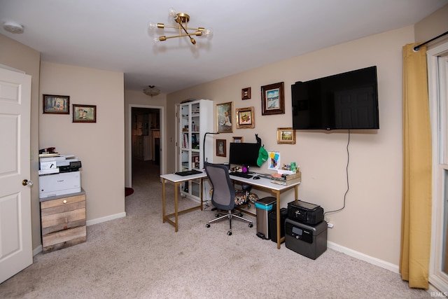 631 W 8th St, Bicknell, IN 47512 - office area featuring carpet and a chandelier
