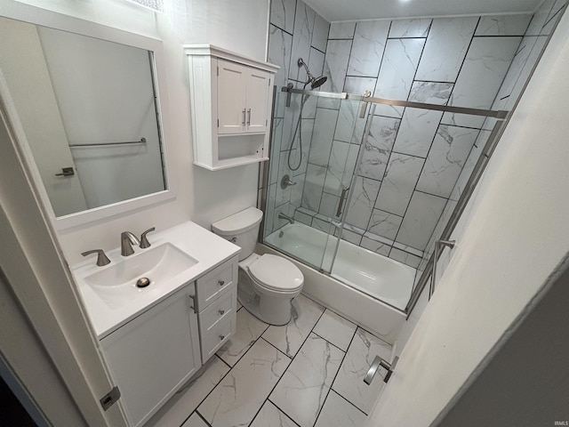1821 E Johnson Ln, Vincennes, IN 47591 - bathroom featuring vanity, shower / bath combination with glass door, and marble look tile flooring