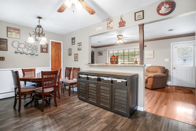 2208 Franklin St, Tell City, IN 47586 - dining room with ceiling fan and dark wood-style flooring