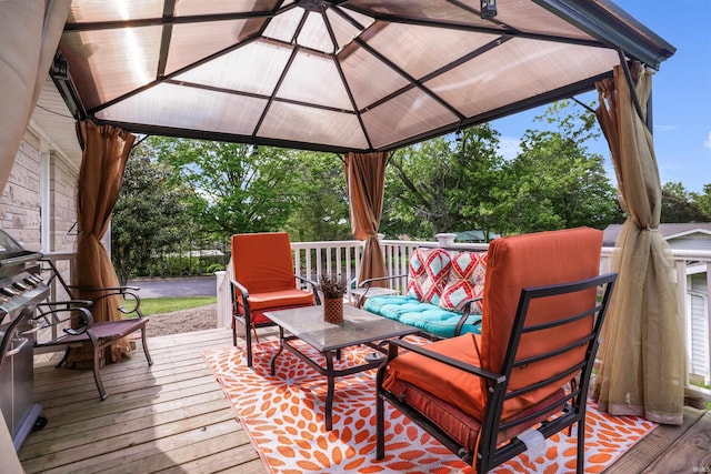2208 Franklin St, Tell City, IN 47586 - wooden deck featuring a gazebo and an outdoor hangout area