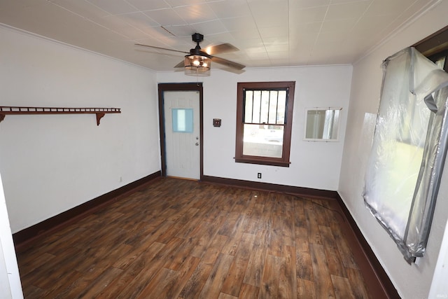 901 Lawndale Ave, South Bend, IN 46628 - empty room with wood finished floors, ornamental molding, and ceiling fan