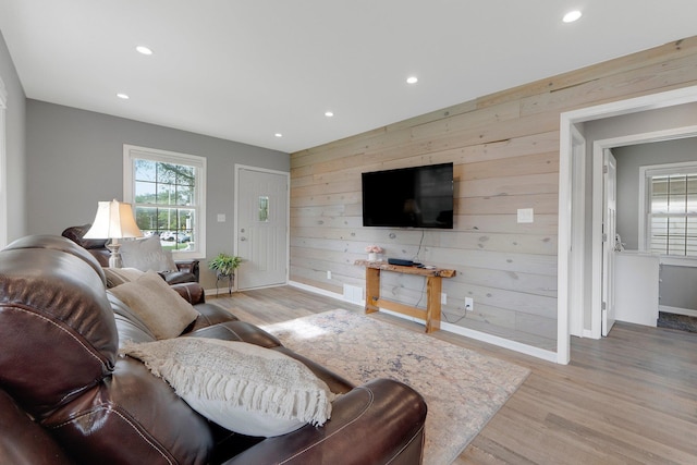 2405 E State Blvd, Fort Wayne, IN 46805 - living room with wooden walls, recessed lighting, and wood finished floors