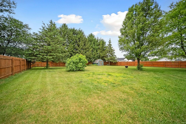 901 N Timberline Cir E, Warsaw, IN 46582 - fenced backyard with a storage unit