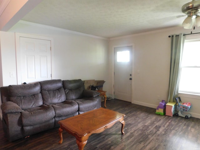 4597 S W Washington School Rd, Salem, IN 47167 - living area featuring wood finished floors, a ceiling fan, and crown molding