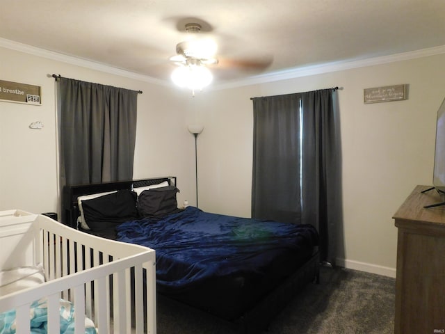 4597 S W Washington School Rd, Salem, IN 47167 - bedroom featuring ornamental molding and dark colored carpet