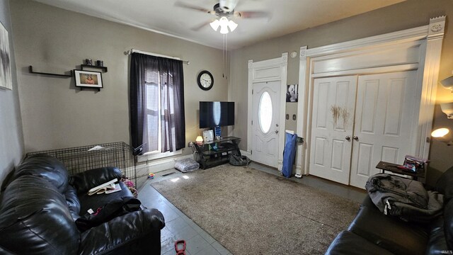 218 W Main St, Farmersburg, IN 47850 - living room with ceiling fan