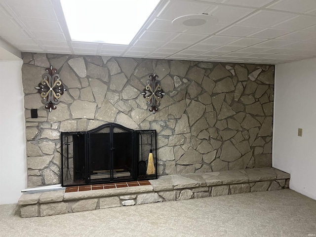 840 Giesler Rd, Jasper, IN 47546 - detailed view of a stone fireplace and carpet floors