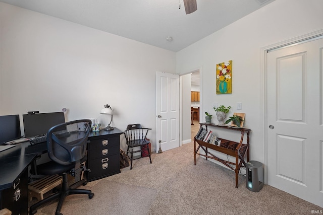 233 Sinclair Dr, West Lafayette, IN 47906 - office area with light carpet and a ceiling fan