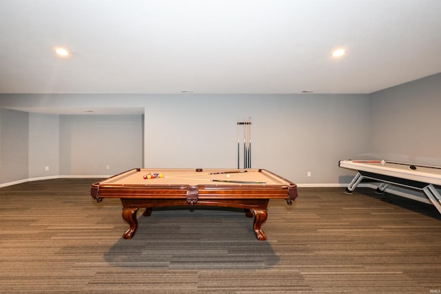 2410 Trillium Cv, Huntertown, IN 46748 - game room with pool table, recessed lighting, and carpet floors