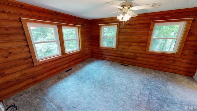 4115 N Aquarius Dr, Monticello, IN 47960 - empty room featuring healthy amount of natural light, carpet flooring, a textured ceiling, and ceiling fan