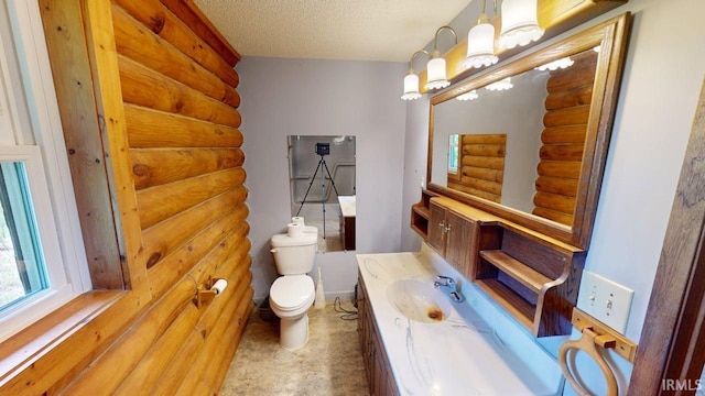 4115 N Aquarius Dr, Monticello, IN 47960 - bathroom featuring rustic walls, a textured ceiling, and vanity