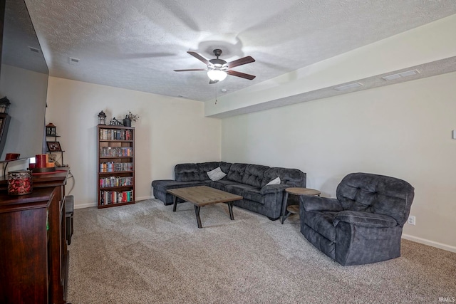 140 Wadsworth Ct, Lafayette, IN 47905 - living area with light colored carpet, a ceiling fan, and a textured ceiling