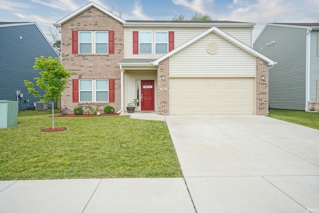 140 Wadsworth Ct, Lafayette, IN 47905 - view of front facade featuring brick siding, concrete driveway, and a front lawn