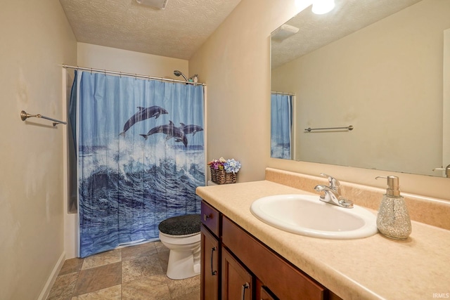 140 Wadsworth Ct, Lafayette, IN 47905 - bathroom featuring vanity, stone finish flooring, a textured ceiling, and shower / bath combo