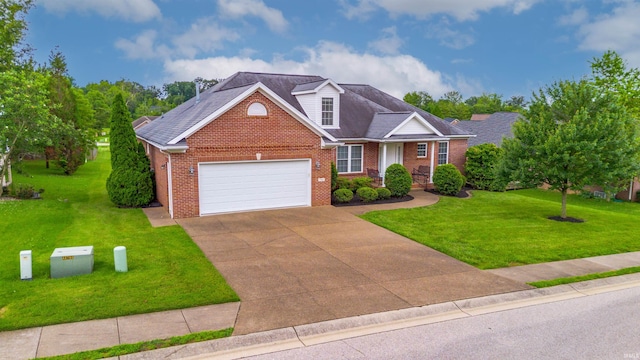 7561 Saint Jordan Cir, Newburgh, IN 47630 - traditional home with brick siding, an attached garage, a front lawn, and concrete driveway