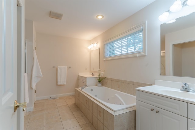7561 Saint Jordan Cir, Newburgh, IN 47630 - full bath featuring a tub with jets, vanity, tile patterned floors, and recessed lighting