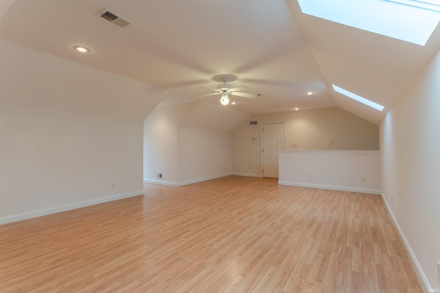 7561 Saint Jordan Cir, Newburgh, IN 47630 - bonus room featuring a skylight, light wood finished floors, lofted ceiling, ceiling fan, and recessed lighting