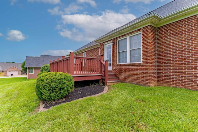 7561 Saint Jordan Cir, Newburgh, IN 47630 - view of grassy yard with a wooden deck