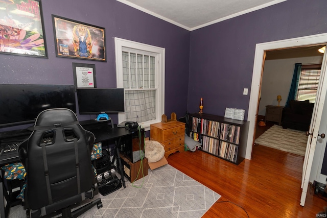 1121 S 23rd St, South Bend, IN 46615 - office area with wood finished floors and ornamental molding