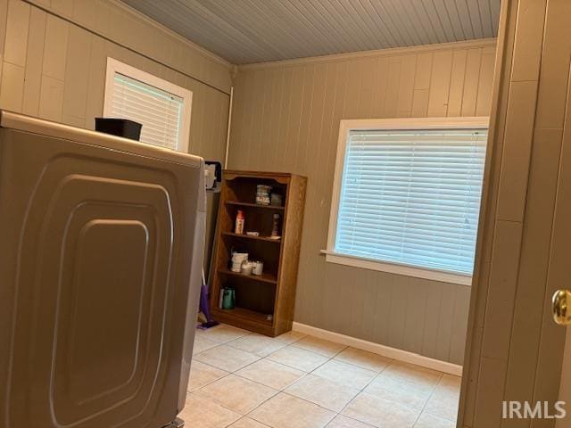 701 E Water St, Princeton, IN 47670 - interior space with light tile patterned floors, wooden walls, and crown molding