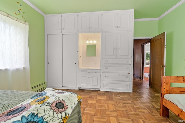 1208 Delta Blvd, Fort Wayne, IN 46805 - bedroom featuring baseboard heating and ornamental molding