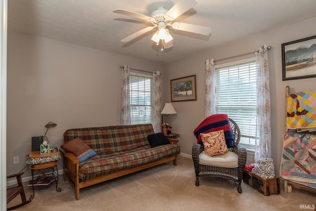 4600 N Shadow Wood Dr, Bloomington, IN 47404 - living room with carpet floors and a ceiling fan