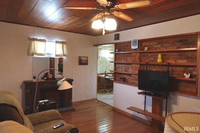1120 E Fourth St, Mount Vernon, IN 47620 - living area with ceiling fan, wood finished floors, and wood ceiling
