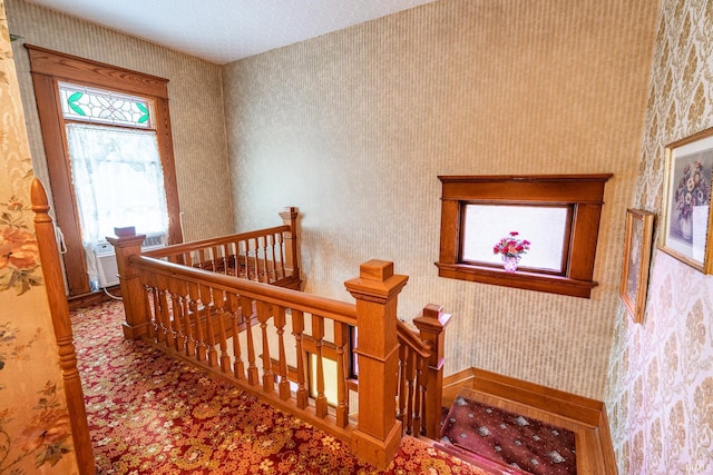 8 Hale St, Lafontaine, IN 46940 - staircase featuring wallpapered walls