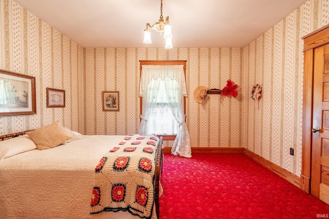 8 Hale St, Lafontaine, IN 46940 - bedroom featuring dark colored carpet and a chandelier