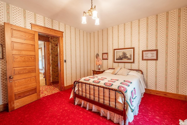 8 Hale St, Lafontaine, IN 46940 - bedroom with dark colored carpet and a chandelier