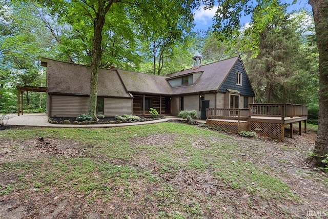 3911 Kings Ridge Rd, Mitchell, IN 47446 - view of front of house with a wooden deck