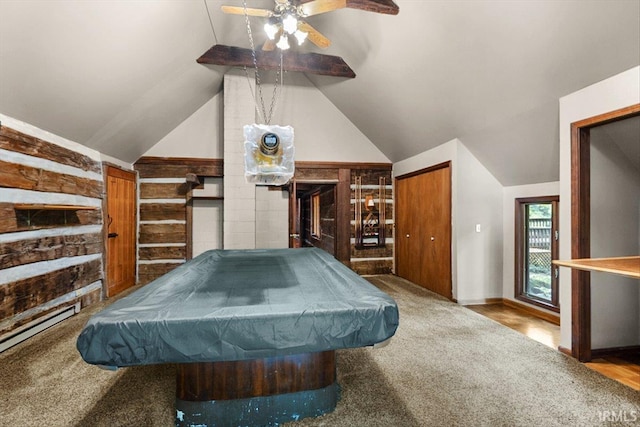 3911 Kings Ridge Rd, Mitchell, IN 47446 - playroom featuring lofted ceiling, billiards table, and ceiling fan