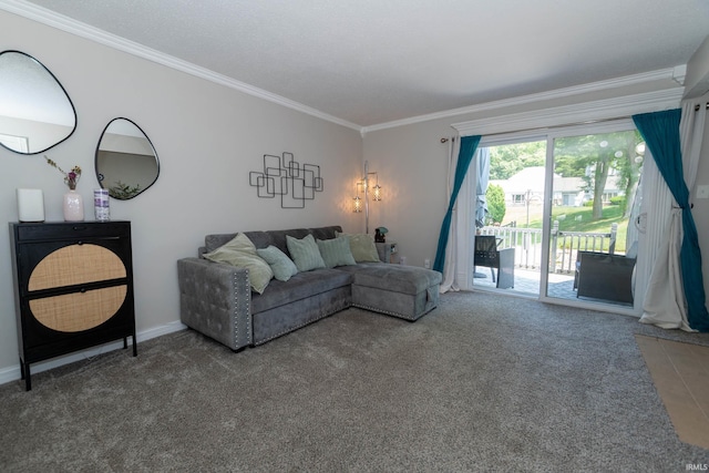 18199 Stoneridge St Apt A, South Bend, IN 46637 - living room featuring carpet floors and crown molding