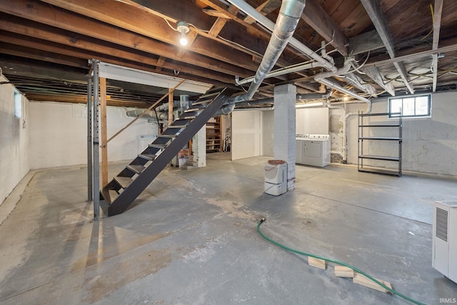 1028 Highland Ave, Lafayette, IN 47905 - basement with independent washer and dryer and stairway