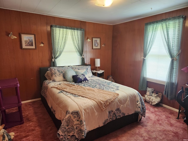 273 W Faculty St, Paoli, IN 47454 - bedroom with multiple windows, wood walls, and carpet flooring