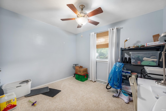 1308 N Buckeye Rd, Muncie, IN 47304 - carpeted office with a ceiling fan and baseboards