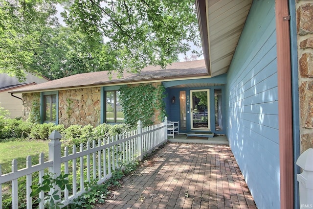 8426 Creekside Pl, Fort Wayne, IN 46804 - doorway to property featuring stone siding