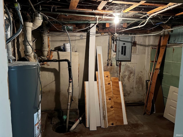 1026 E Wayne St, South Bend, IN 46617 - unfinished basement with water heater, electric panel, and drainage system