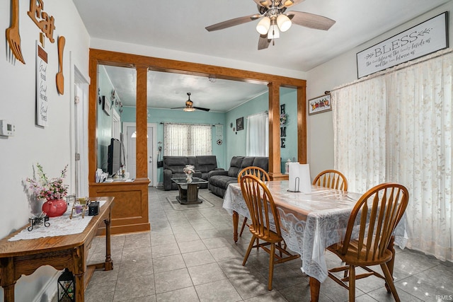 405 Middlebury St, Goshen, IN 46528 - dining room featuring a ceiling fan and light tile patterned floors