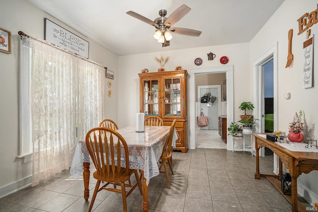 405 Middlebury St, Goshen, IN 46528 - dining area featuring ceiling fan and tile patterned flooring