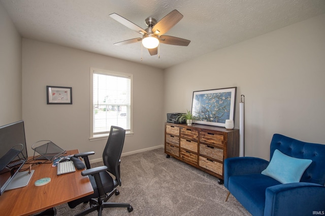 44 Fairfieldview Ct, Lafayette, IN 47905 - carpeted home office featuring a ceiling fan and baseboards