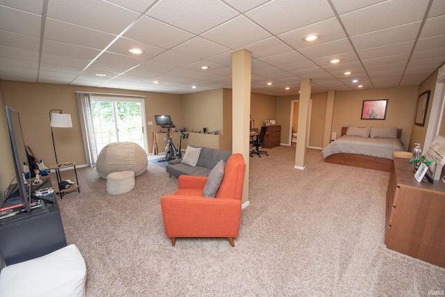 44 Fairfieldview Ct, Lafayette, IN 47905 - carpeted living area with recessed lighting and a paneled ceiling