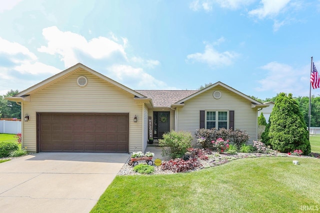 29876 County Road 18th Rd, Elkhart, IN 46517 - single story home with an attached garage, concrete driveway, and a front yard