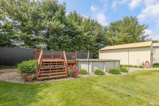 29876 County Road 18th Rd, Elkhart, IN 46517 - view of grassy yard featuring a deck and stairway