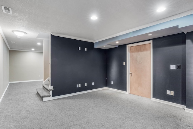 625 Perolla Dr, Fort Wayne, IN 46845 - finished below grade area featuring carpet, crown molding, recessed lighting, and stairway