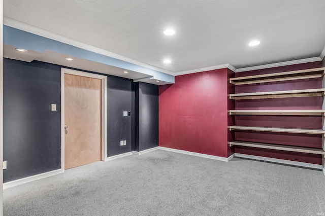 625 Perolla Dr, Fort Wayne, IN 46845 - finished below grade area with recessed lighting, carpet flooring, and ornamental molding