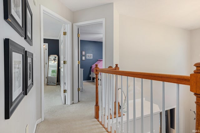53135 W Cedar Lake Dr, Granger, IN 46530 - hall with light carpet and an upstairs landing